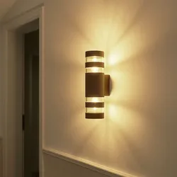 Wandleuchte innen Wandlampe Up Down Wandleuchte bronzefarben 2 flammig, Glas, Kunststoff, 2x E27 Fassungen, HxBxT 22x6,5x9,5 cm