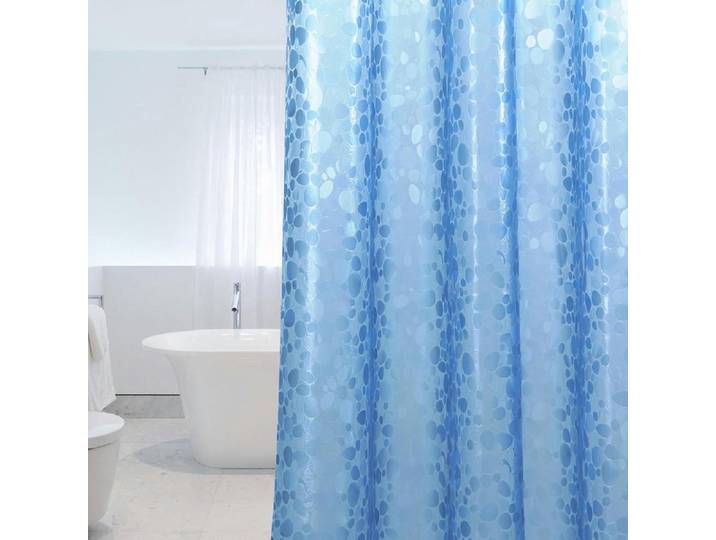 Duschvorhang Steinmuster Blau 183 x 183 cm, Kunststoff, 183x183 cm, Heimtextilien, Badtextilien, Duschvorhänge
