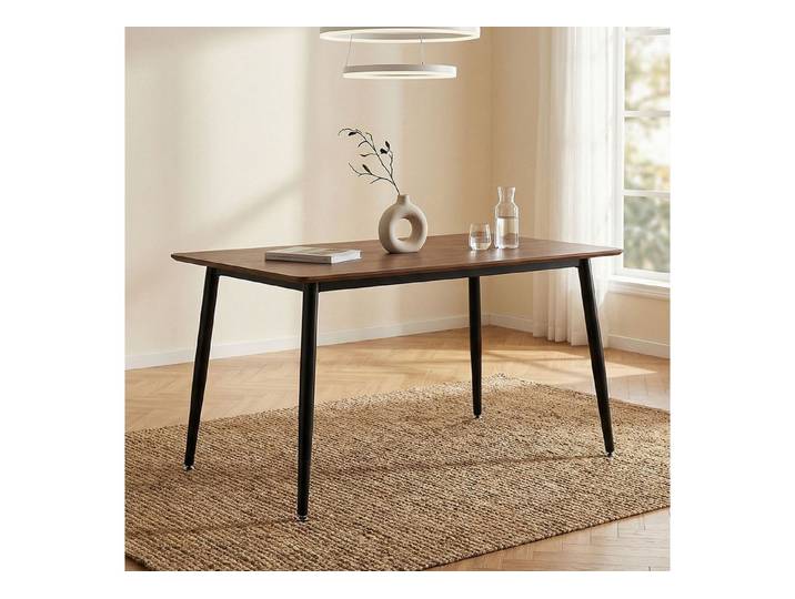 IDIMEX Esstisch NORA, Esszimmertisch 120x80 cm mit schwarzem Metallgestell Nussbaum Finish