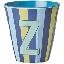 RICE Melamin Buchstabenbecher gestreift, Z, blau