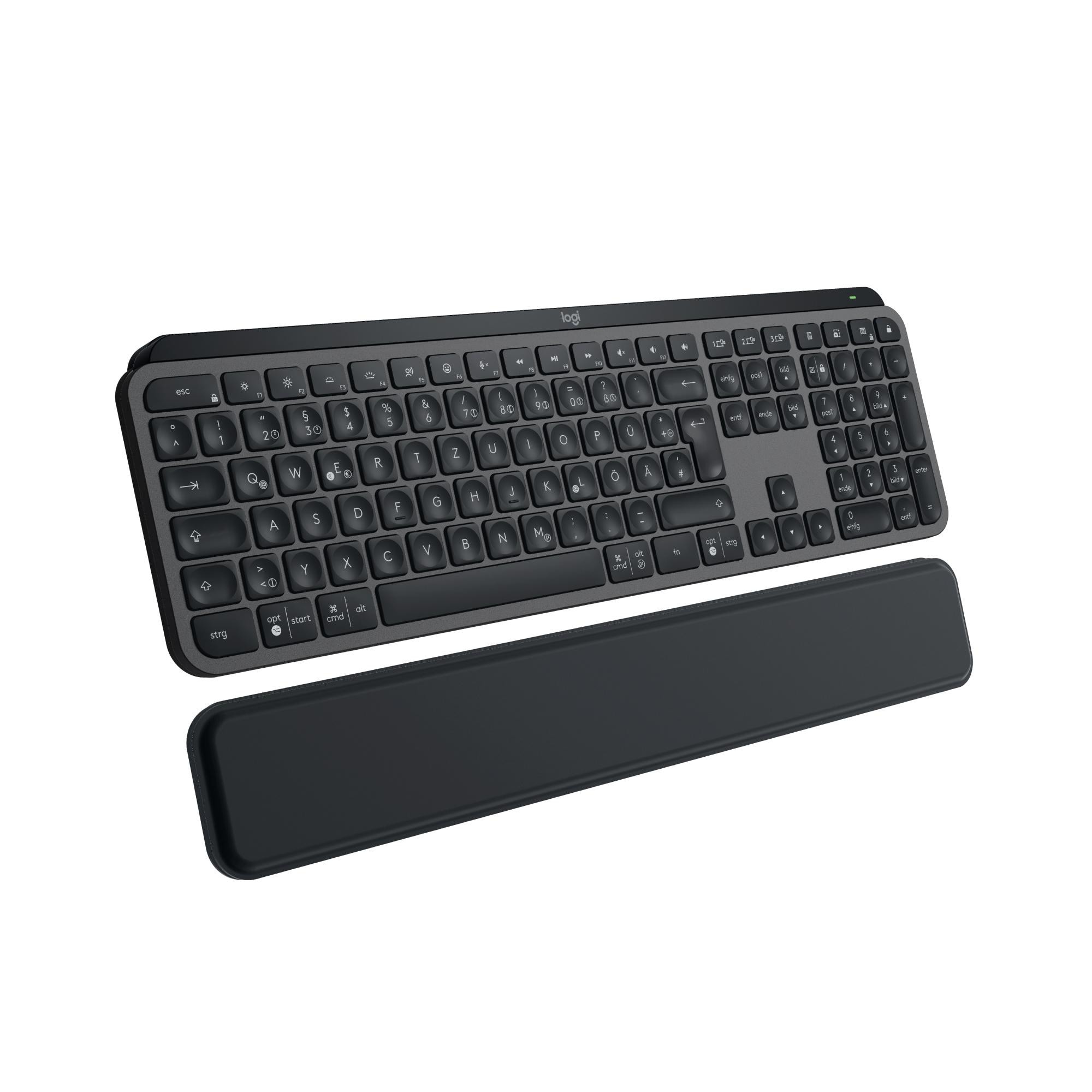 Logitech MX Keys S Plus Graphite + MX Palm Rest (Handballenauflage), USB-C/A, Bluetooth, Logi Bold Adapter, Windows- und Mac Layout, Management via Logitech Options+ 920-011567