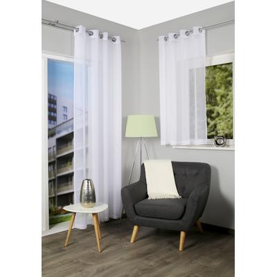 Gardine HOME WOHNIDEEN "DOLLY, 1 Stück, Ösen, transparent", weiß, B:140cm H:245cm, Voile, Polyester, Gardinen, Gardine, transparent