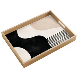 TABLETT Abstrakt - Japandi - Beige - Modern Eichenholz 50x35 cm