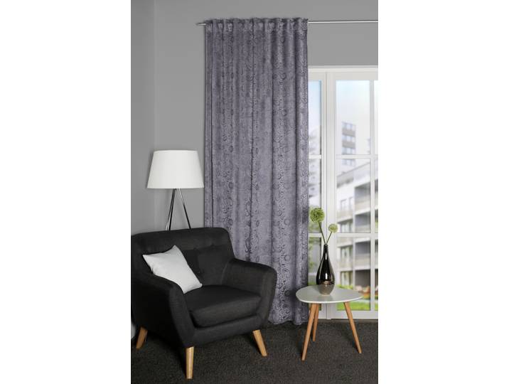 Vorhang HOME WOHNIDEEN SENARA , grau (flieder), B:135cm H:245cm, Polyester, Polyester, Gardinen, Vorhang, Prägedruck