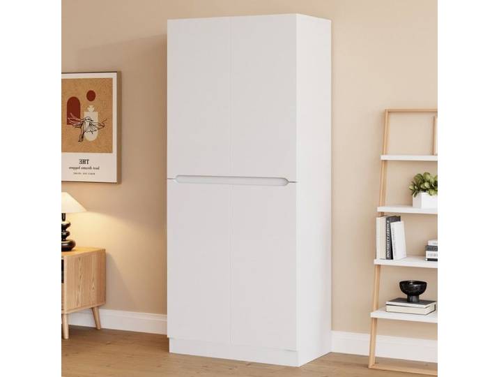 Armoire double porte blanc 70x40x170 cm avec compartiment de rangement pratique Mobilier chambre rangement fonctionnel