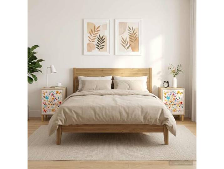 YUTAASU Nachttisch Mainz 2er Set Sonoma-Eiche 36x33x50 cm Mit Stauraum, Erhöhte Füße, Holzwerkstoff, Wandbefestigung, Modernes Design