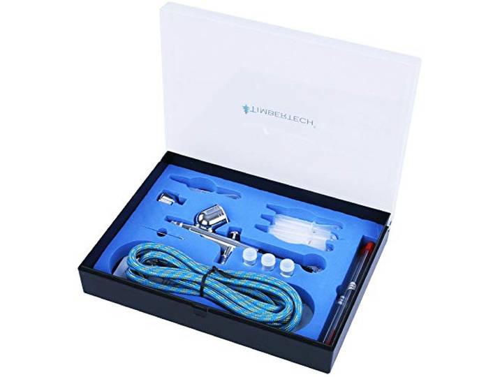 TIMBERTECH ABPST01 Airbrush-set met adapter, slang, sproeiers en naalden, pistool