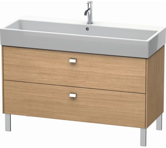 Duravit Brioso Waschtischunterbau BR443701052 1184x459mm, Europ. Eiche, 2 Auszüge, Griff Chrom