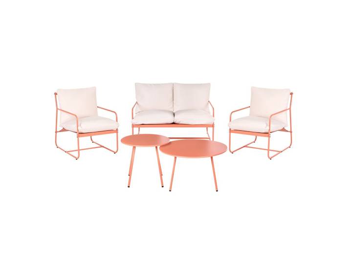 GARTENSOFA Set 4-Sitzer mit Tischen Metall Korallenrot Formello