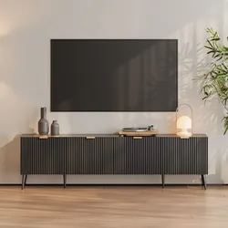 Fernsehschrank Nand 180x35x51 cm Schwarz [en.casa]