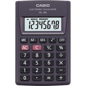 Casio Taschenrechner HL 4A, 8-stelliges LC-Display, Batteriebetrieb