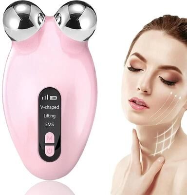 Uplifted Goods Microcurrent Facial Sculpting Roller Device pink With Box