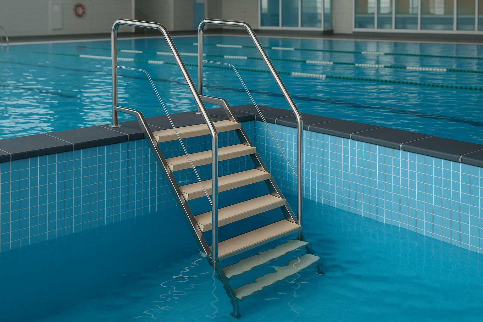 Eichenwald Ideal Edelstahl Eichenwald Pooltreppe Modell 13 Treppe Stufenbreite 800mm Beckentiefe 1380mm 6 Stufen