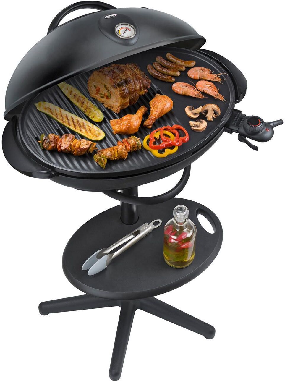 Elektro-Standgrill STEBA "VG 366 Big Deluxe", schwarz, Kontaktgrill_Standgrill_Tischgrill_Teppanyakigrill, Elektro-Standgrill schwarz Einheitsgröße