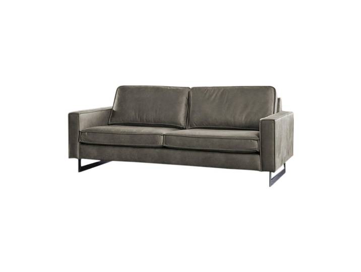 Kawola Sofa Vilnius Anthrazit Lederfaserstoff, Metall, Echtholz, Füllung: Kaltschaum, Kufe, 206x85x99 cm, Wohnzimmer, Sofas & Couches
