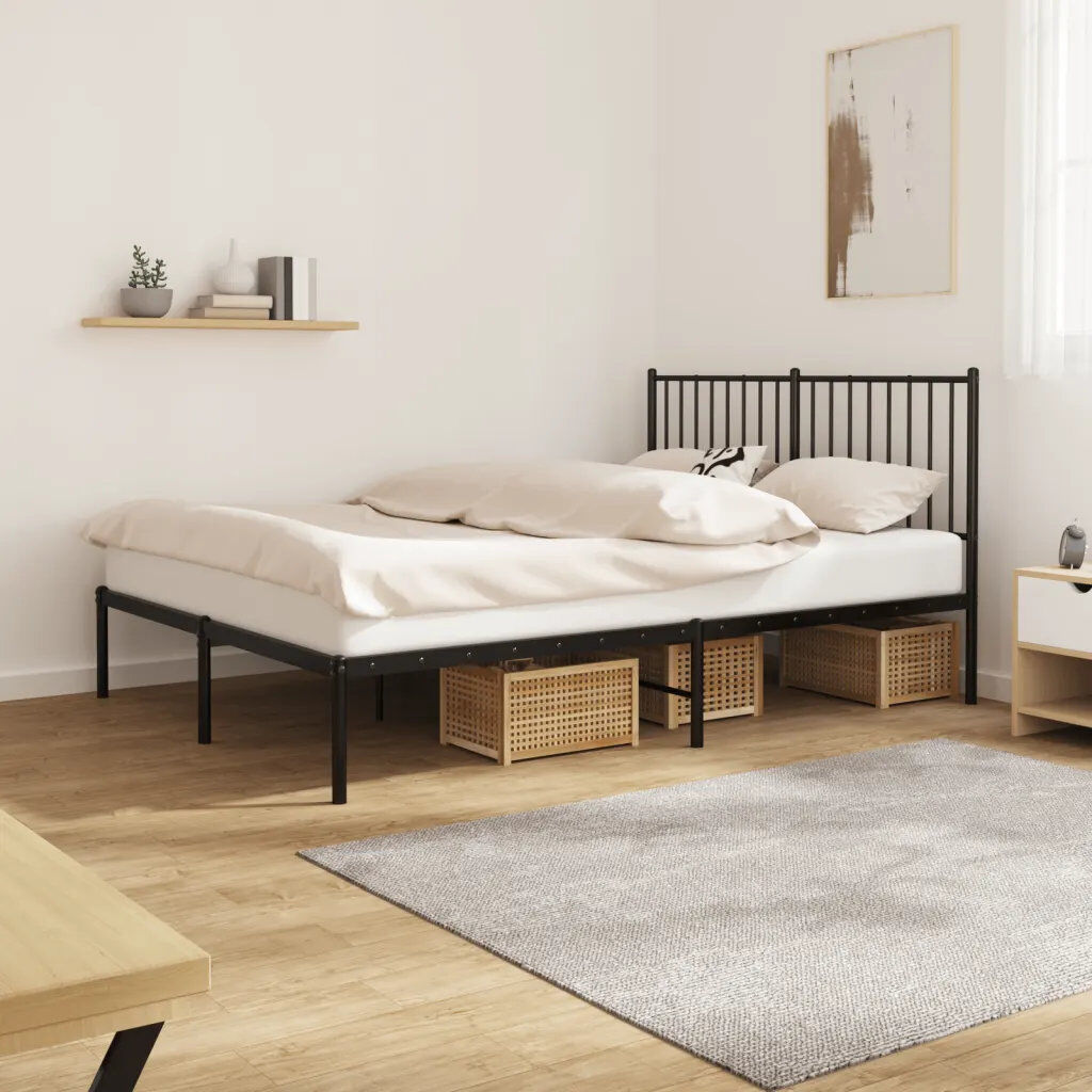 17 Stories Lidwina Metal Bed Black 140 x 190cm
