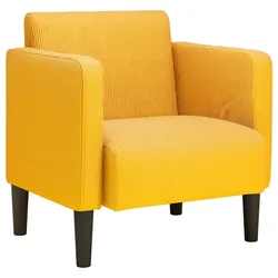 vidaXL Sessel mit Armlehnen Hellgelb 54 cm Cordstoff