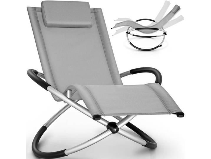 tillvex Chaise Longue de Jardin pour la Relaxation Gris Fauteuil Pliant Résistante aux Intempéries Charge de 180KG