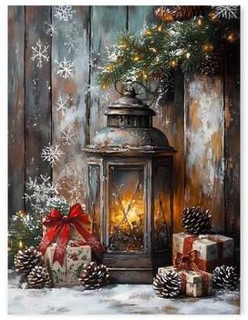 Uplifted Finds Vintage Red Truck & Winter Snow Canvas Art   Nordic Reindeer & Fireplace Holiday Decor 1 50 X 70 Cm