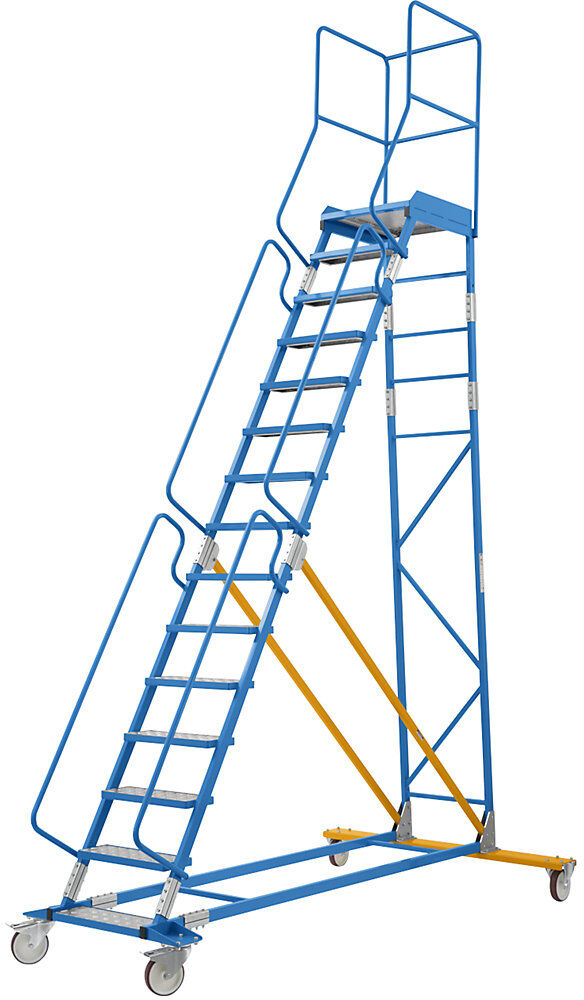 Mobile Podestleiter, Alu-Stufeneinlagen, 7 Stufen eurokraft pro