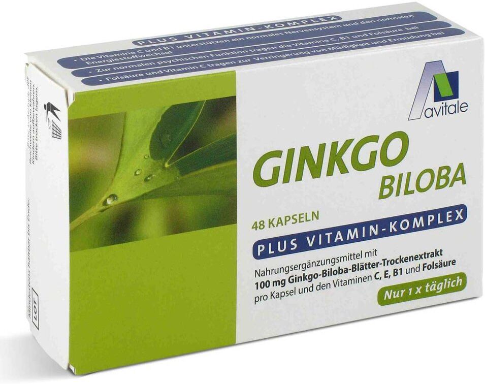 Avitale Ginkgo 100 mg + Vitamine C, E, B1 und Folsäure Kapseln