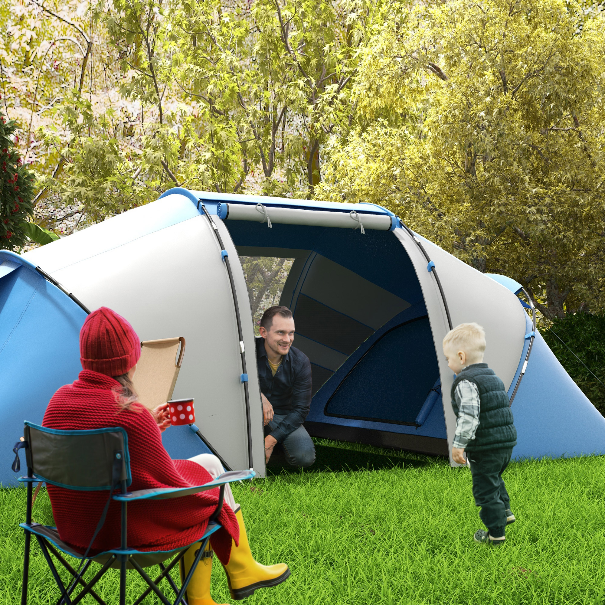 Outsunny Tenda da Campeggio per 6 Persone 460 × 230 × 178cm Aosom
