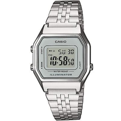 Chronograph CASIO VINTAGE, silber (silberfarben, grau), Armbanduhren, Damen, silberfarben, Chronograph, Quarzuhr, Armbanduhr, Damenuhr,Digitaluhr, Edelstahlarmband