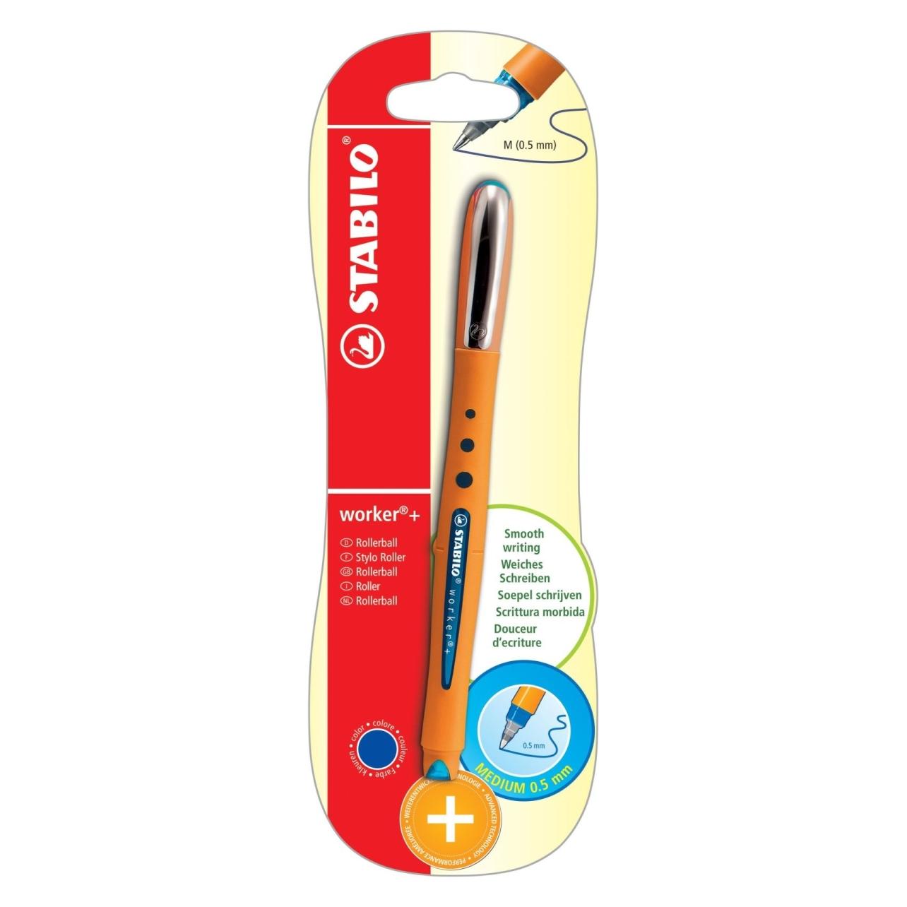Stabilo Tintenroller - worker+ - medium - Einzelstift - blau (1x) (B-19798-10)