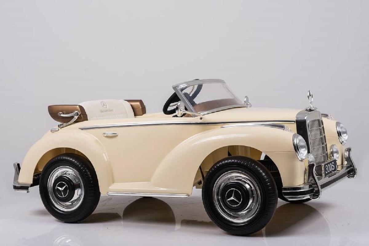 Elektro Kinderfahrzeug - Kinderauto "Mercedes 300S" Oldtimer beige
