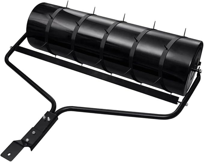 Rasenwalze mit Lüfterklammern zum Ziehen Schwarz 63 L Eisen ? 30 x 90 cm Garten Roller für Saatgut Andrücken und Boden Verdichten im Außenbereich für Wiese Beet Pflege