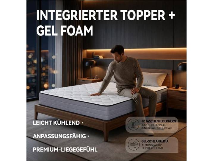 Matelas à ressorts ensachés Deluxe 140x200 cm-Certifié OEKO‑TEX-Housse en Lyocell