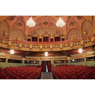 Fototapete PAPERMOON "ARCHITEKTUR-THEATER ALT LUXUS BAROCK KUNST BALKON HALLE", bunt, B:4m L:2,6m, Vlies, Tapeten