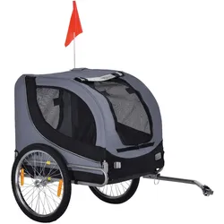 PawHut Fahrradanhänger Hundeanhänger Hunde Fahrrad Tier Anhänger Grau+Schwarz
