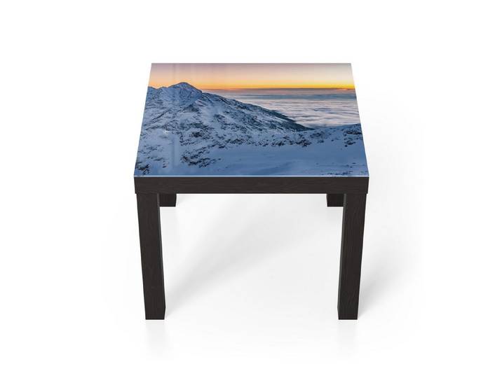 DEQORI Couchtisch 'Tatraberge bei Morgenrot', Glas Beistelltisch Glastisch modern