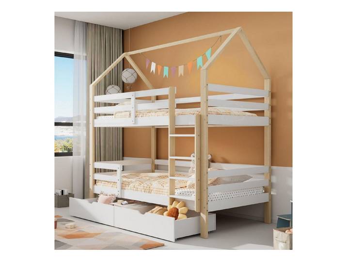 LuxusKollektion Kinderbett Etagenbett 90x200 Kiefernholz Weiß