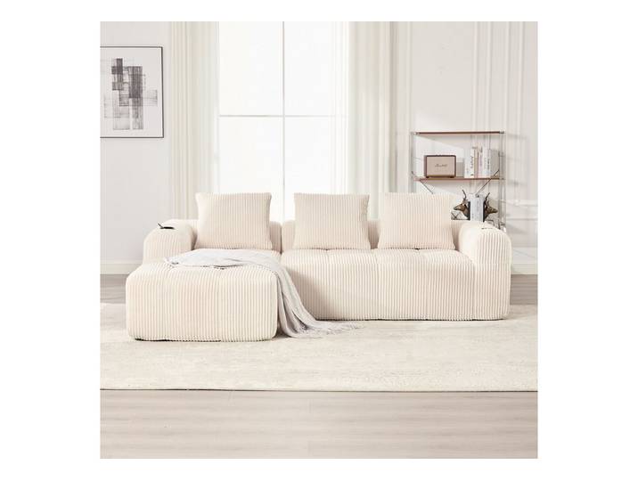 BlingBin Sofa Ecksofa, Cordsofa, Loungesofa, Schlafsofa 1 Teile, Hochwertiger Komfort für langes Sitzen, inkl. 3 Kissen. für Wohnzimmer