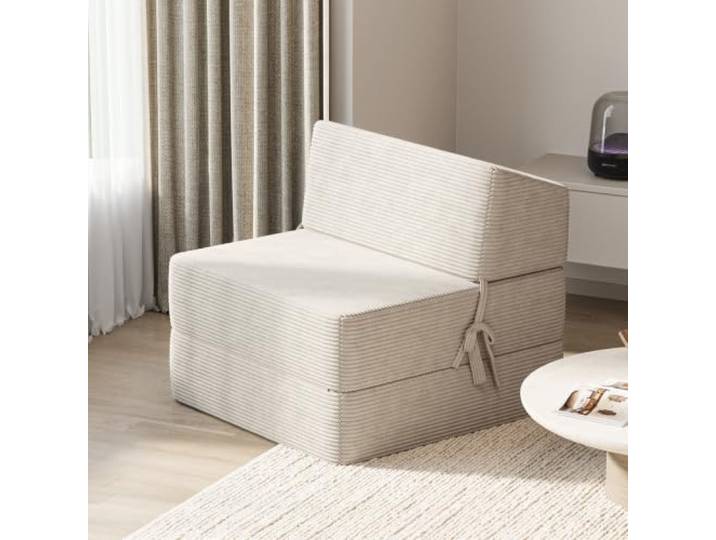 JUMMICO Schlafsofa Cord Faltbares Bodensofa mit Schlaffunktion,Beige