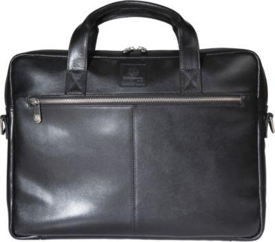 Exacompta Exactive Leder-Laptoptasche schwarz für 14" Notebook, gepolstert, Organizer, Zipperfächer, Trolley-Sleeve, Schulterriemen