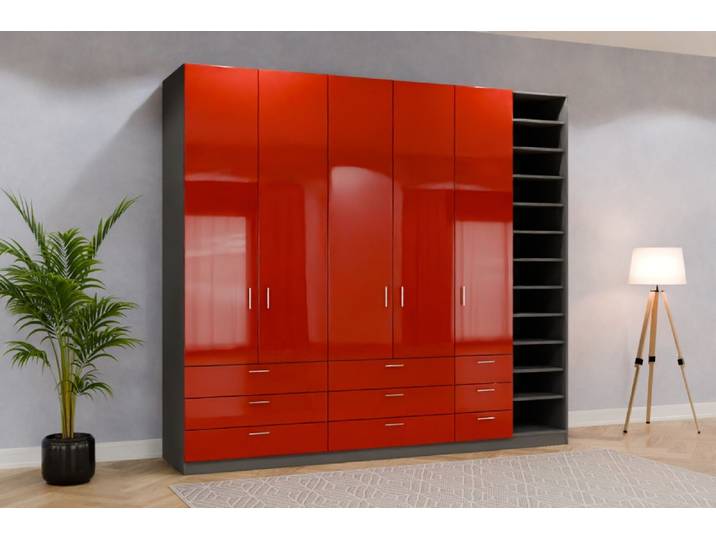Schrank nach Maß - RAL 3000 Feuerrot - 245x272x64cm - Individuell konfigurieren