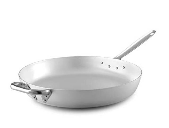 Pentole Agnelli ALMA11160 Gerade Bratpfanne 3 mm dick mit röhrenförmigem Edelstahlgriff, Durchmesser 60 cm