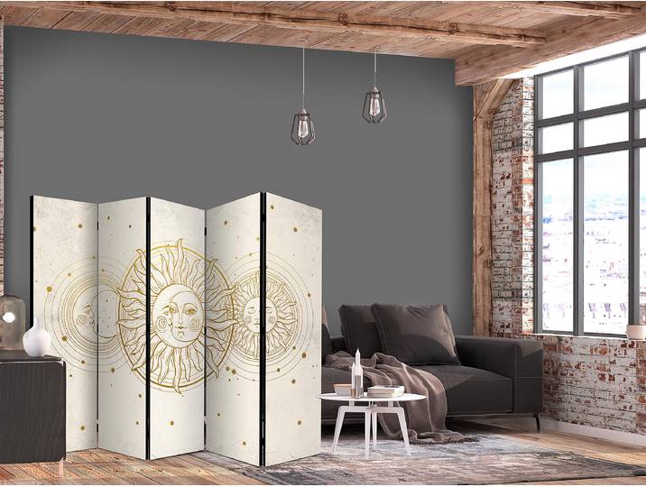Akustik-Paravent Golden Sun & Moon Andere Beige 225 x 172cm