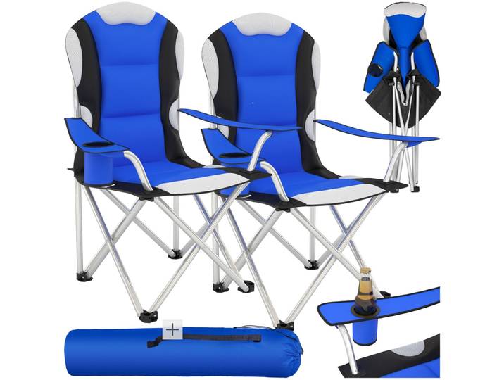 Campingstuhl mit Polsterung - blau, 2er Set