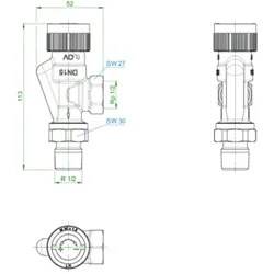 OVENTROP-Thermostatventil AQH" DN15, Axial, bis 400 l/h"