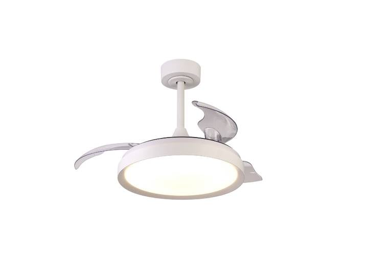 Plafonnier Design\, Ventilateur Plafond Led Mistral Mini Blanc En Metal\, Mantra