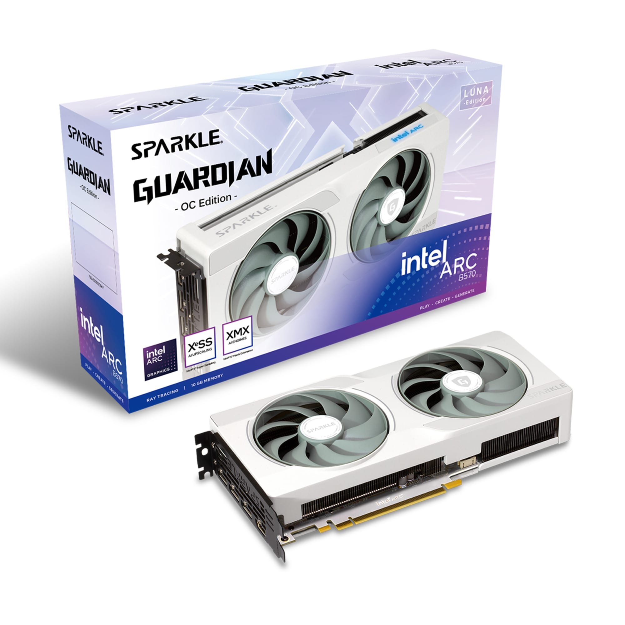 SPARKLE Intel Arc B570 Guardian Luna OC 10GB GDDR6 Grafikkarte 1x HDMI 3x DP SB570GW-10GOC