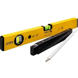 Stabila Starter Kit, Wasserwaage Type 70, 40 cm, Zollstock, Zimmermann-Bleistift