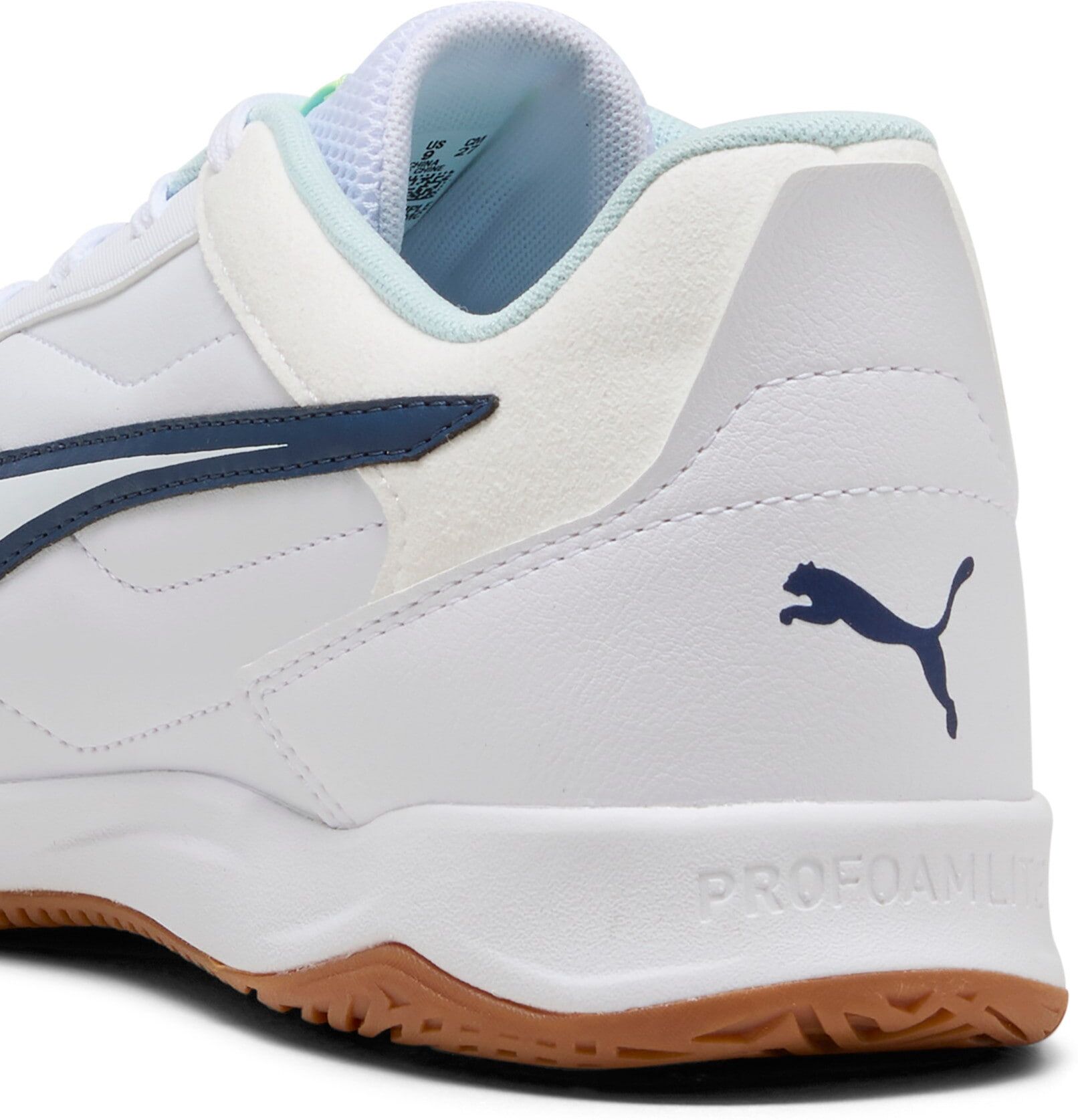 Fußballschuh PUMA "PRESSING IV", Damen, Gr. 45, Textil, weiß (puma weiß, aqua, fizzy light, sea glass), Synthetik, Schuhe Fußballschuh, mit PROFOAMLITE Dämpfung, sportliches Design
