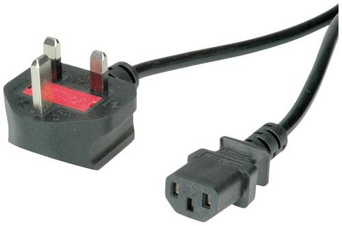 Value Strom Anschlusskabel [1x UK-Stecker - 1x Kaltgeräte-Buchse C13] 1.95 m Schwarz