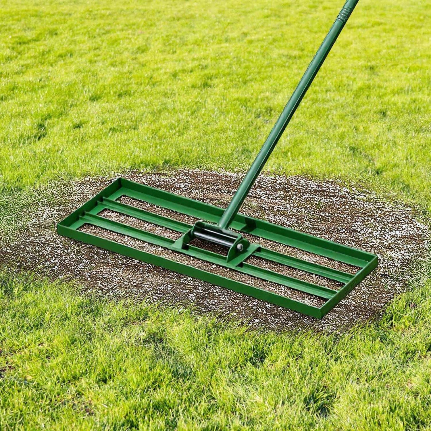 VEVOR Egaliseerhark voor gazons met stalen verlengde handgreep, Breedte: 76 cm, Diepte: 25 cm, Hoogte: 198 cm