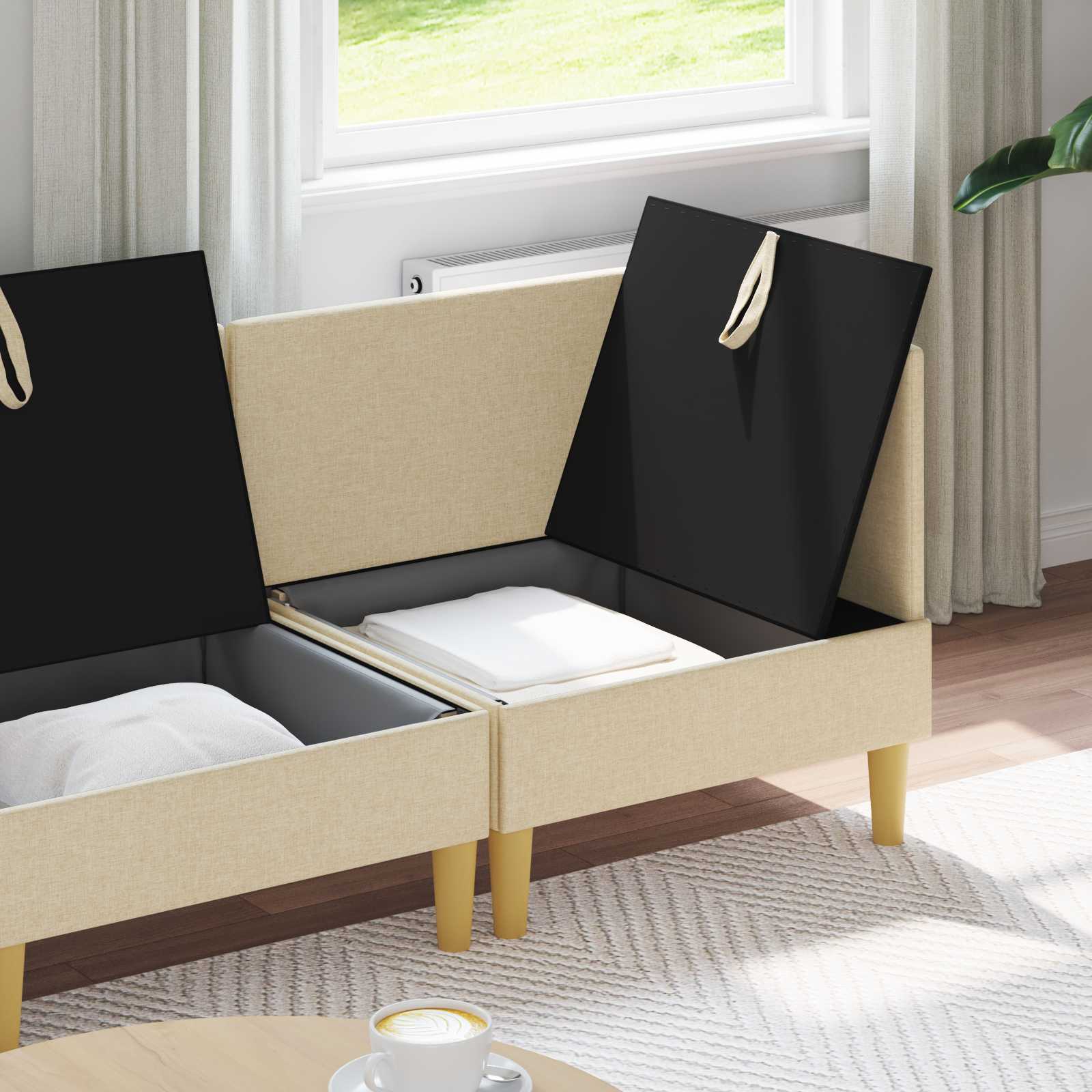 vidaXL Modular Sofa Set with Storage 4 pc Crème Tissu